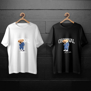 طرح لایه باز خرس تدی با لباس ورزشی آبی برای چاپ روی انواع تیشرت